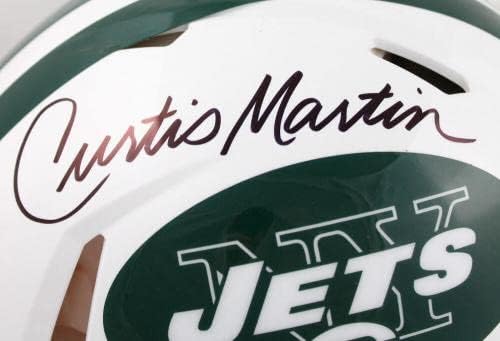 Curtis Martin autografou o New York Jets F/S 98-18 Speed ​​Helmet Authentic- PSA- Capacetes NFL autografados