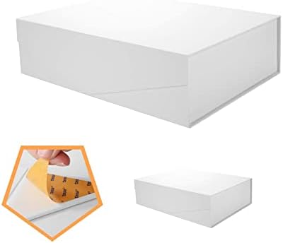PackQueen Gold Gift Box, grande caixa de presente com tampa, 13,5x9x4,1 polegadas Caixa de presente de fechamento magnético para