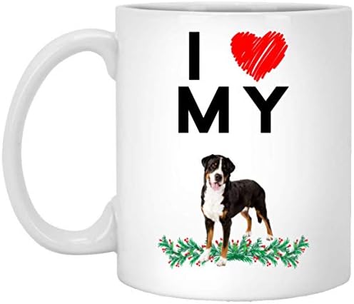 Dizer engraçado eu amo meu cão da montanha suíça Greater Swiss Christmas 2023 Presentes Coffee Caneca Branca 11 oz
