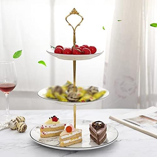 Razzum Cupcake Bolo Stand Bolo de três camadas com alça de metal maçaneta de cerâmica mesa de sobremesa de cerâmica