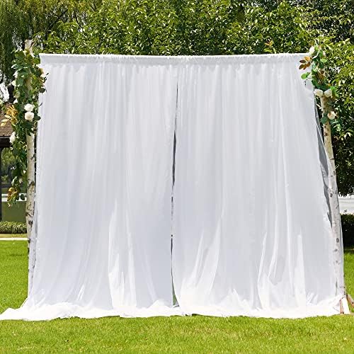 Nicetown White Tulle 2 Camadas Cortinas de cenário para festas Casamentos Baby Birthday Party Bridal Shower Studio Christmas Prom, Divisor de quarto Mix e Cortinas de combinação