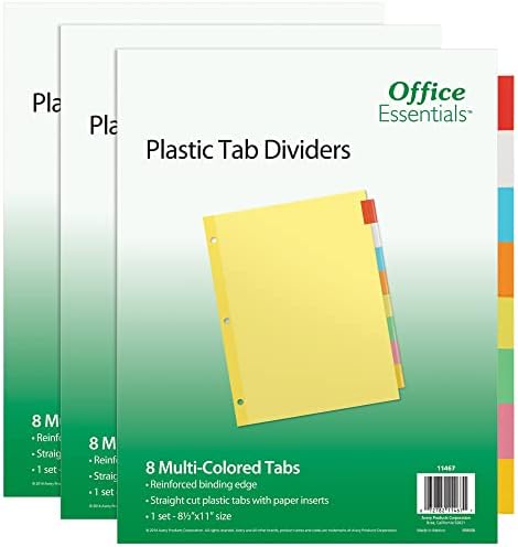 Office Essentials 11467 Divisores inseríveis de plástico, 8 de 8 delas, carta