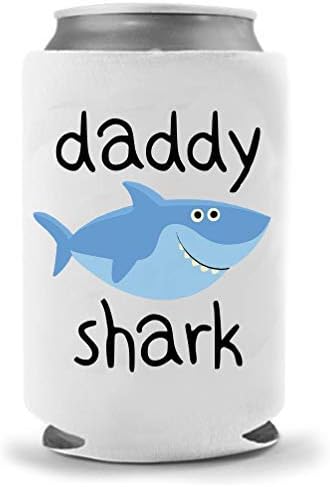 Mamãe Daddy Shark colapsível Neoprene pode coolies - Neoprene isolado pode coolie huggie hugger - portadores de cerveja engraçados 12oz | 16oz