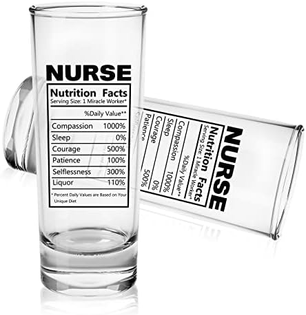 Enfermeira Fatos de Nutrição Shot Shot Glass Presente para Mulheres, Dia das Enfermeiras Presentes de Enfermagem para Mã