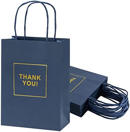 Dasofine azul marinho de agradecimento de bolsas de presente 20pcs, pequenas sacolas de agradecimento com alças 5,9 × 3,1