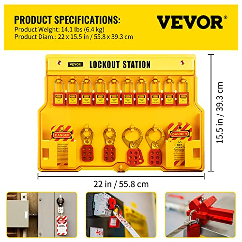VEVOR 58 PCS Kits de etiqueta de bloqueio, kit de loto de segurança elétrica inclui cadeados, estação de bloqueio, hasp,