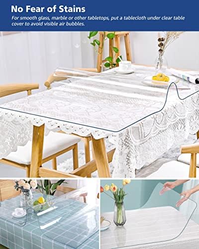 Soroel 8x48 polegadas de mesa de PVC de pvc, com 1,5 mm de espessura de mesa de cristal de espessura protetora retangular vinil traseira de mesa de mesa transparente para mesa para a tabela lateral mesa de mesa