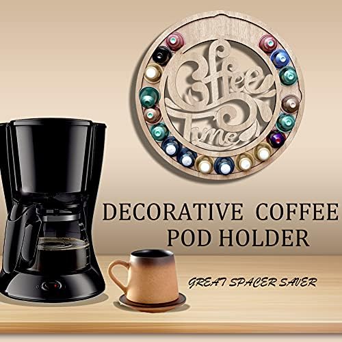 Suporte de madeira de cafeteira de madeira, organizador de cápsulas de café compatível com Nespresso Originine Wall Monted