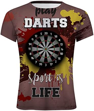 Camisas de novidade para homens engraçados 3D Darts gráficos de camiseta curta Crewneck Casual Tees Casual