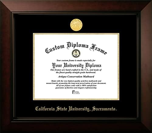 Imagens do campus Universidade do Estado da Califórnia Sacramento 11W x 8,5h Legacy Black Cherry Gold Gold Gold Diploma Frame