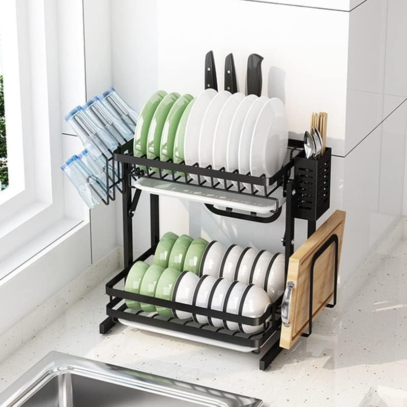 Cozinha de mesa multi-camada dobrável rack de prato sem instalação, sem instalação, rack de prato montado na parede-