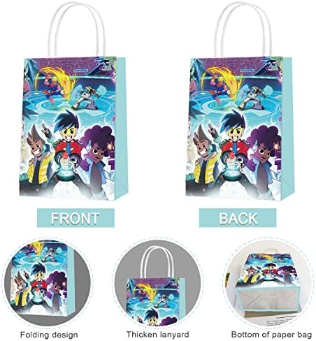 16pcs Akedo Ultimate Party Favor Bags, Arcade Warriors Birthday Paper Gift Sacols com alças para decorações de festas