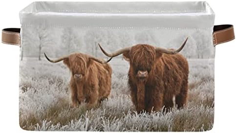 Cascas de cesta de vaca escocesa Bin Cestas de armazenamento Binkets Bull Farmhouse Funny Animal Caixas de armazenamento dobrável