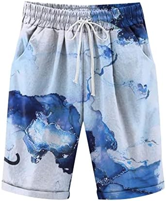 Xunryan Girls Girls Linen Bermuda Shorts Aproximação de Joelho Alta Ginásse