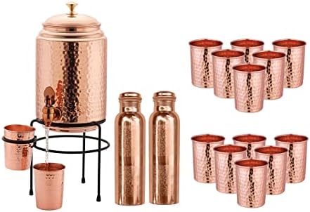 Dispensador de tanque de panela Dripções de garas de jarra de tanque de panela Conjunto de drinques de água de cobre