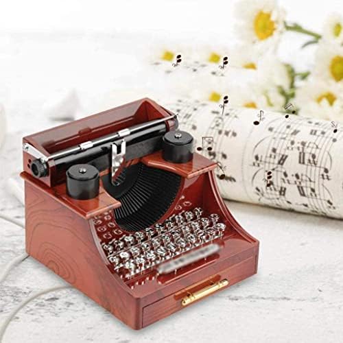 Haiqings Caixa de música para máquina de escrever vintage para sala de estudo de escritório em casa decoração de decoração de mesa de