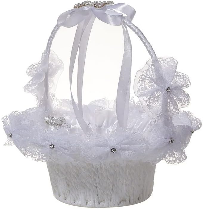 Zjhyxyh Big Biriche Flor Basket Supplies de casamento de pérola cesta de shinestone flor menina de casamento noiva