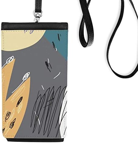 Bolsa de carteira do padrão de arte de arte de cinza, bolsa preta de bolsa preta móvel pendurada