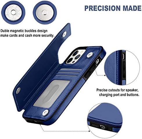 AOKSOW projetado para iPhone 12 Pro Max Wallet Case, caixa de cartão de couro PU Soft PU com capa Flip Slim de Kickstand para iPhone