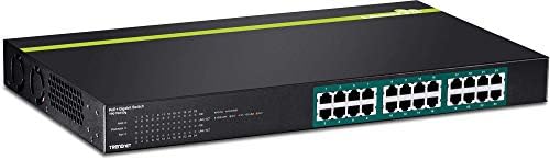 TrendNet 24 portos Gigabit Poe+ Switch, Indicadores de LED, orçamento de energia de 370 watts, montagem de rack com hardware
