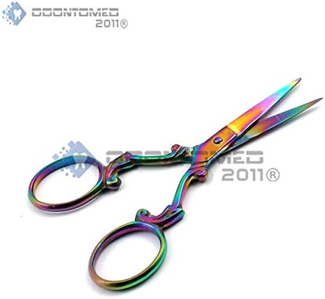 ODONTOMED2011 Bordado de tesoura Multi Titanium Rainbow Cor, tesoura de aço inoxidável para costura