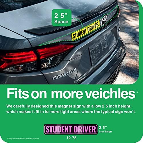 Adheisign Student Driver Magnet | Decalque de adesivo de novo driver removível e reflexivo para o carro | Ímã adesivo forte extra-longo com letras visíveis em negrito