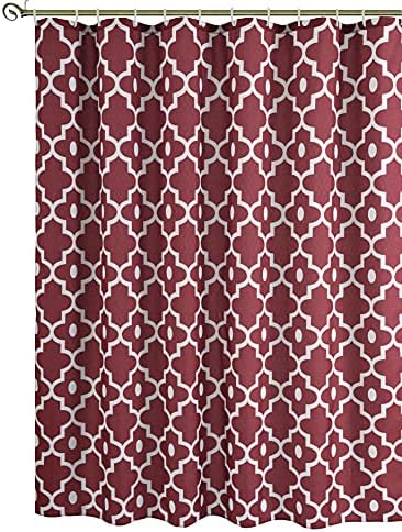 Cortinas de chuveiro de tecido texturizado de Biscaynebay 72 x 72, cortinas de banheiro impressas no marrocos em borgonha