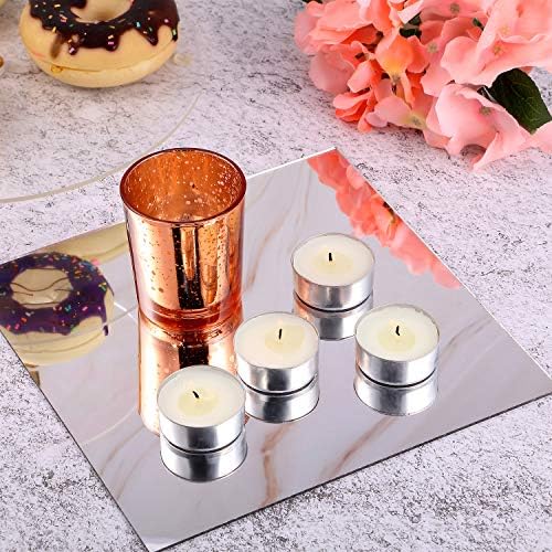 12 peças Bandejas de espelho Placa quadrada redonda da bandeja para decorações de casamento Plato de chá de bebê Centerpieces,