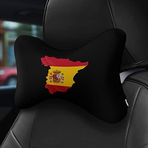 Pillow do pescoço do mapa da bandeira da Espanha 2 PCs Local de pescoço respirável Resto de pescoço universal suportes de suporte de cabeça universal