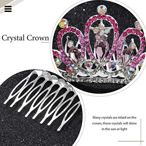 Brinie Mini Tiara Crown Comb Blue Crystal Tiara Bridal Hair Comb Clips Princess Crowns Tiaras Birthday Gift for Girls