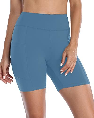 Antraco High Chaist Workout Yoga Shorts Mulheres com bolsos Controle de barriga Running Sports Sports esportivos