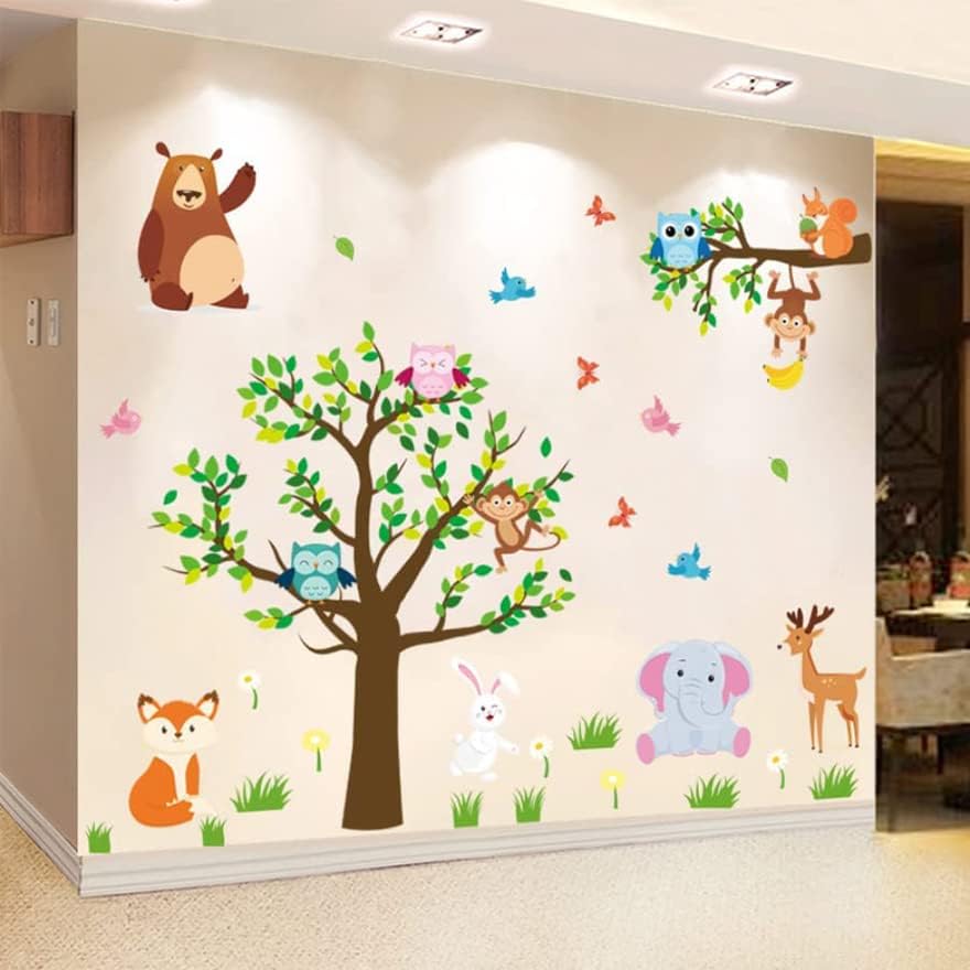 Decorações de tábua de avisos para sala de aula, acabamento em bulletim de animais da floresta para quarto de casa, brotades verdes