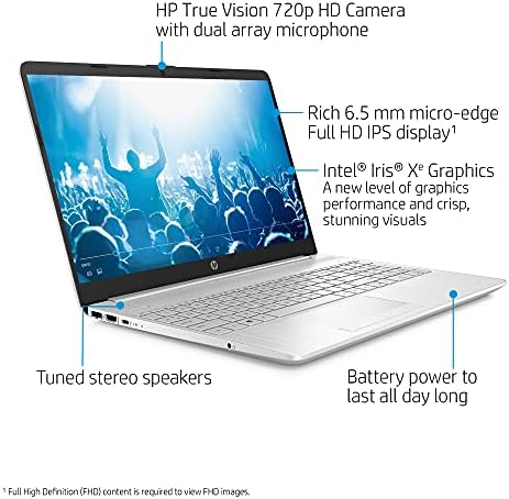 HP 15.6 Laptop, FHD 1080p IPS Display, 11ª geração Intel Core i3-1115G4, 16 GB DDR4 RAM, 512 GB PCIE SSD, HDMI, WiFi, Bluetooth,