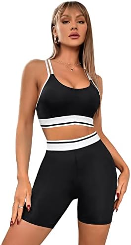 Sweatyrocks Feminino de 2 peças de 2 peças CROLC CROLT CAMI TOP E SCORTS RATO STRESTRACO