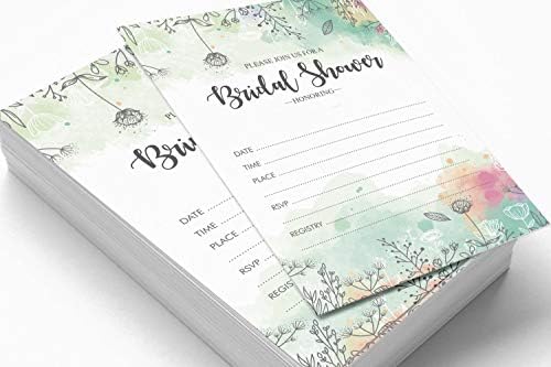 Inkdotpot 30 Convites de chuveiro de noiva Greenery Floral Wedding Fyled Style Convites Convites em branco