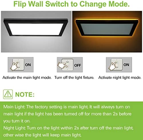 1x2 ft 3ccc LED Painel plano Luz de montagem de descarga com luz noturna, Orb, 2500lm, 25w, 3000/4000/5000k Selectível,
