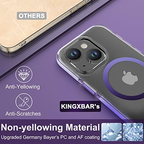 Kingxbar 5-em-1 para iPhone 14 Case e iPhone 13 Case Clear Compatível com MagSafe [não amarelo] Casos de telefone Magnetic Magnetic