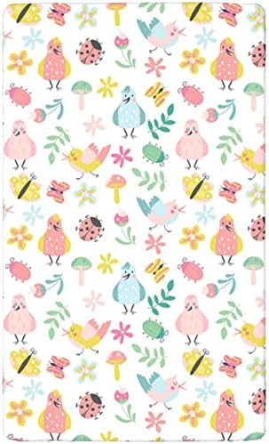 Folhas de mini berço com temas de berçário, lençóis portáteis de mini berços de berço lençóis de colchão para meninas meninas, 24 “x38”, multicolor