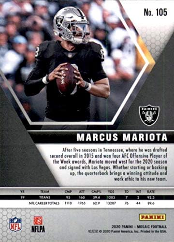2020 Panini Mosaic 105 Marcus Mariota Las Vegas Raiders NFL Football Trading Card