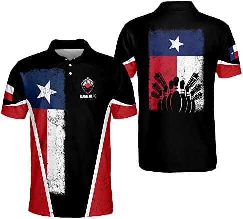 Camisas de boliche personalizadas de lasfour para homens, camisas de pólo de boliche do Texas, manga curta, camisa do time de boliche louco para homens