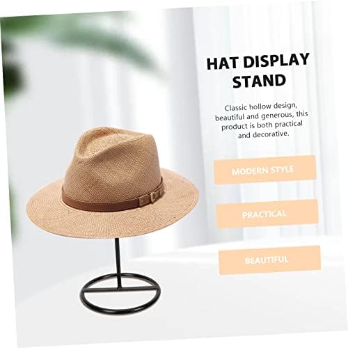 Anguery Hat Exibir Stand Desk Organizador Plataforma Plataforma de armazenamento Black Wigs Black Hat Hat Rack Metal Hat Rack Stand
