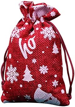 Dbylxmn armazenamento de algodão Bolsa de tração Pocket Pocket Christmas Linen Snowflake Candy Saco de linho Bolsas