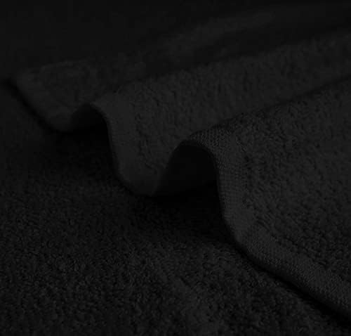 Toalhas de salão de salão Avalon - Toalhas de mão preta de 24 embalagem algodão spa - 16x27 polegadas altamente absorvíveis toalhas