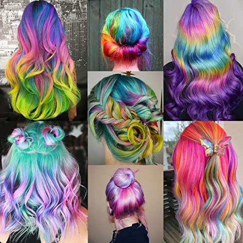 Extensões de cabelo coloridas de Olldag 44 PCs, clipe de destaques de festas multicoloridas em extensões de cabelo de neon sintéticas,