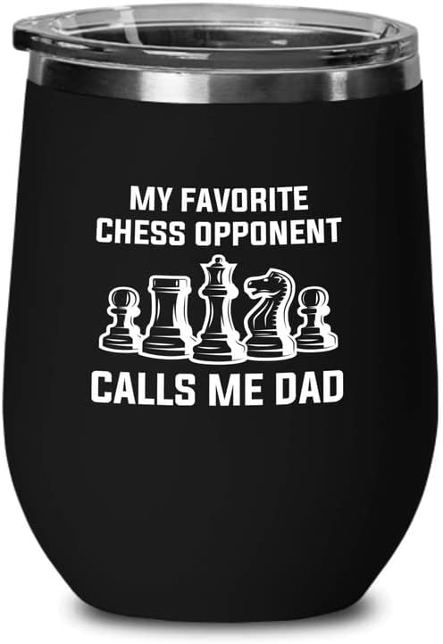 Tumbler de vinho preto de xadrez 12oz - oponente favorito - Presentes de xadrez engraçados Defina peças de quadro Cavaleiro