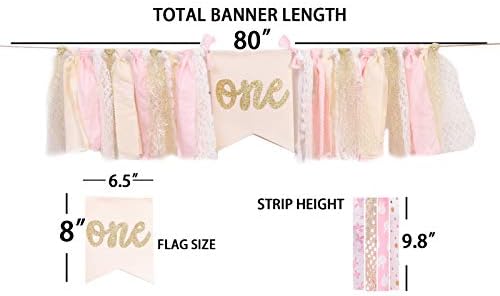 Banner Highchair 1º aniversário - Rosa Decorações de festa de faixa de feliz aniversário para o primeiro aniversário, Melhores Adeços