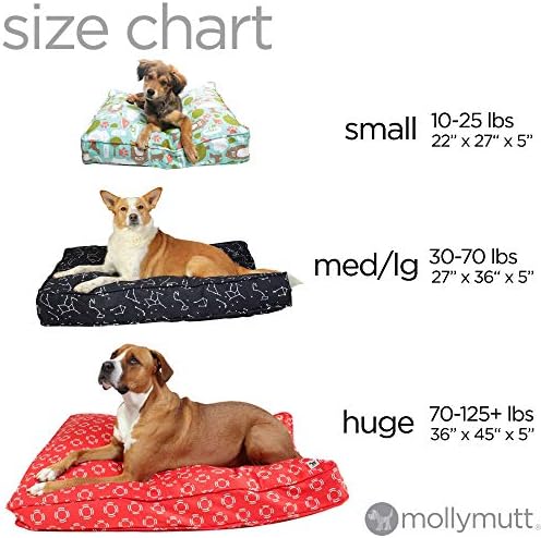 Capa de cama de cachorro pequena de Molly Mutt - Papillon Print - mede 22 ”x27” x5 '' - algodão - durável - respirável