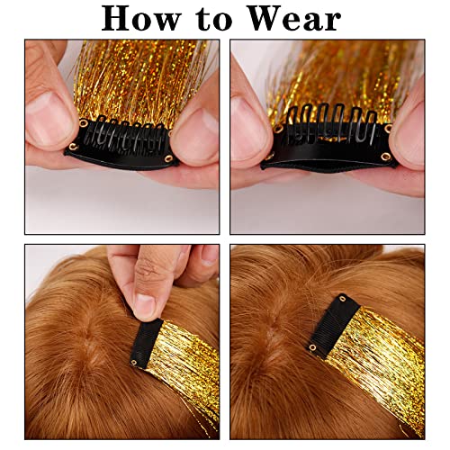Clipe em tinsel de cabelo 20 polegadas Fairy Tinsel Hair Extensions com ferramenta 6 cor 2400 fios glitter colorido