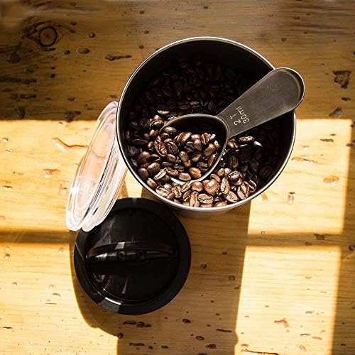 Casa de café em aço inoxidável e pacote de bosques de aço inoxidável - recipiente de armazenamento de alimentos - tampa hermética patenteada empurra o excesso de ar - preservar o frescor de alimentos