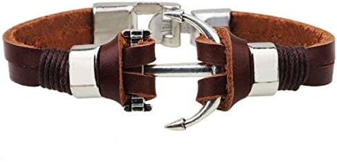 Minijewelry Boat Ship Wheel Anchor Radder Leather Bracelets for Men Women Cord Clop Fechamento